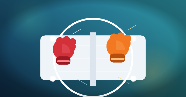 Ilustración abstracta de Boxeando por la Paz con guantes de boxeo y un ring estilizado