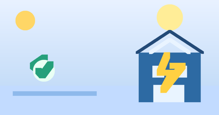 Casa abstracta con línea eléctrica y vivienda para Infonavit, sin texto